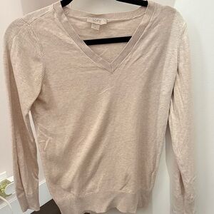 LOFT Light Beige V-Neck Pullover